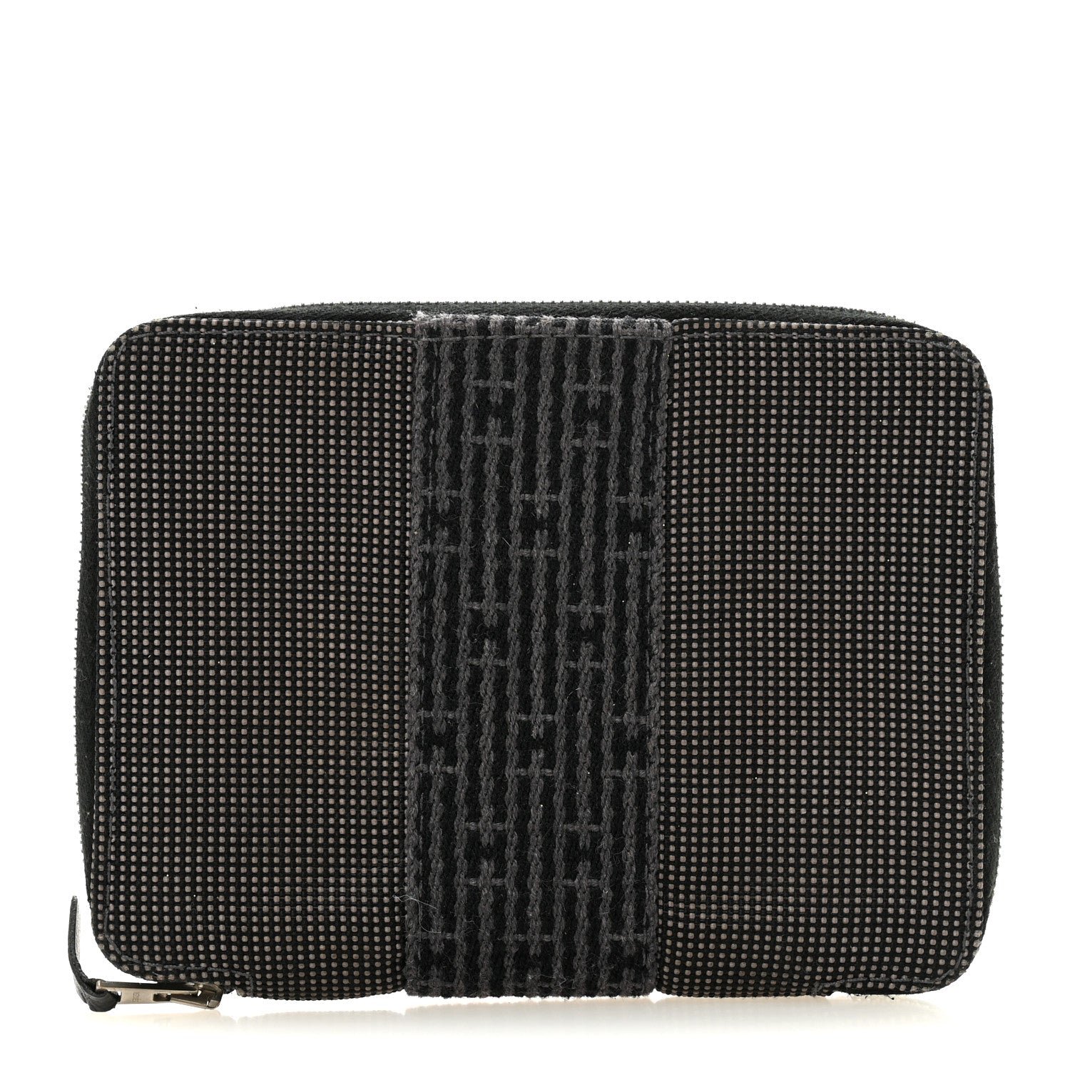 Hermes Canvas Herline Zip Wallet Grey