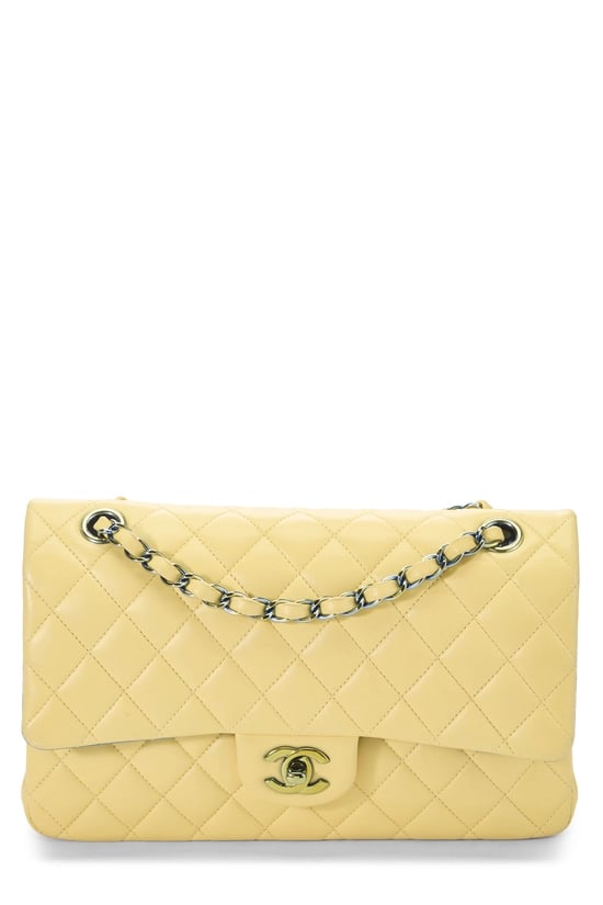 Yellow Quilted Lambskin Classic Double Flap Medium