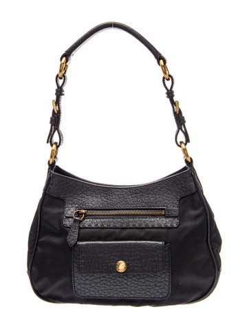 Tessuto Nylon Vitello Daino Trimmed Tessuto Shoulder Bag