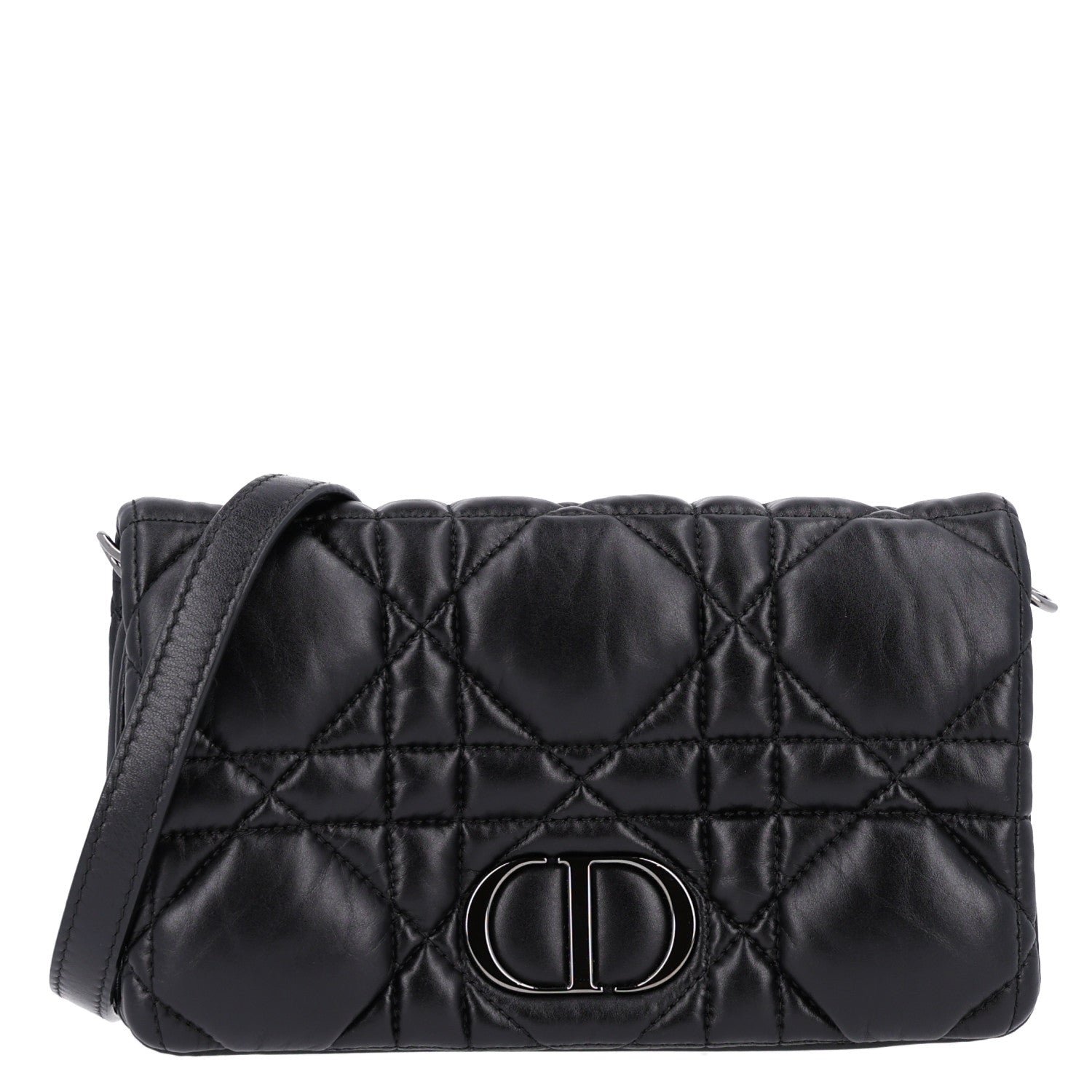 Christian Dior Calfskin Macrocannage Mini Caro Bag Black