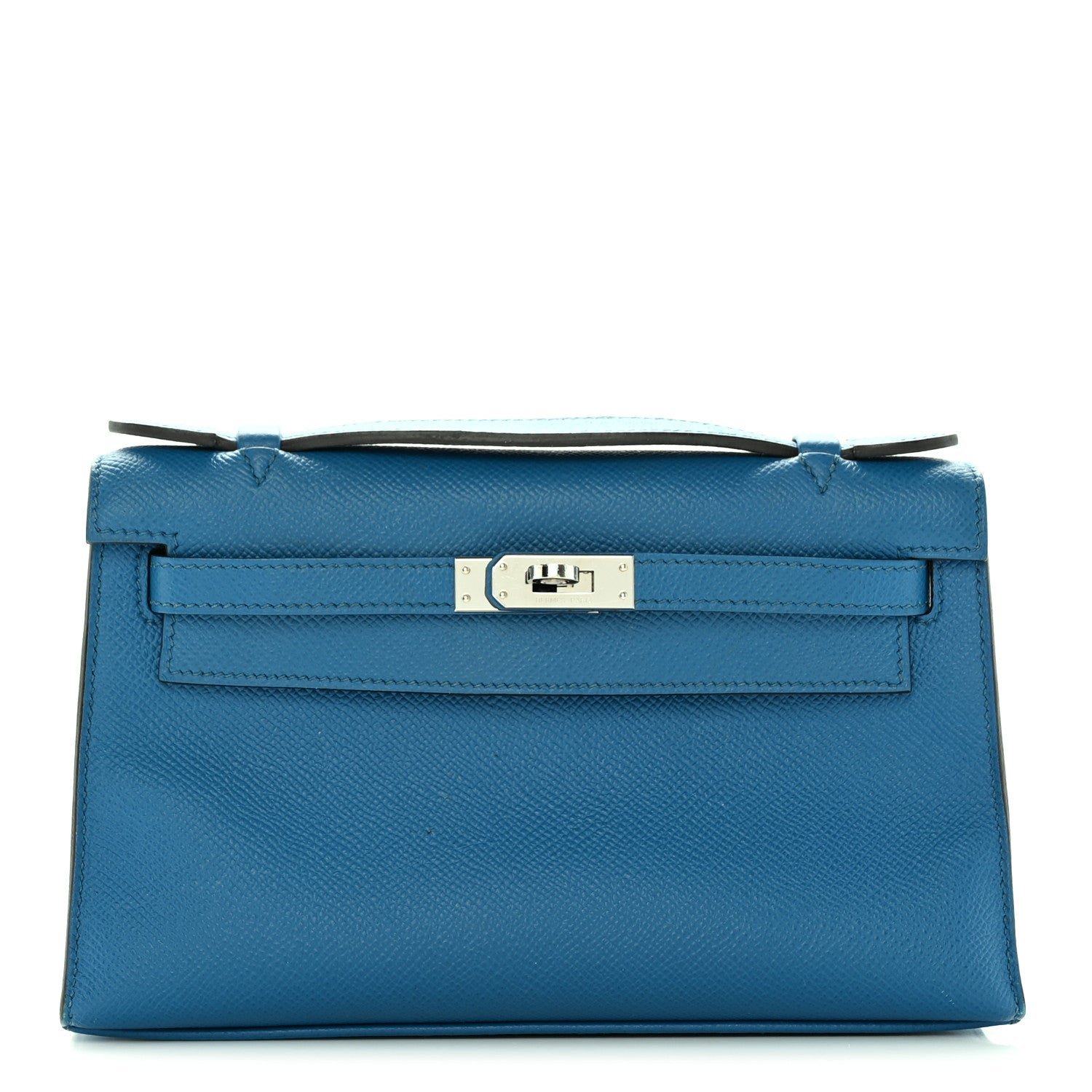 Hermes Epsom Kelly Pochette Clutch Bleu Izmir