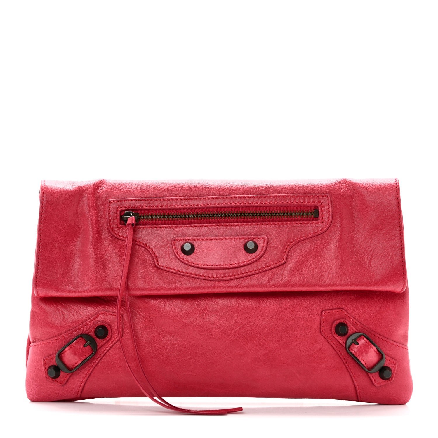 Balenciaga Agneau Classic Hardware Envelope Clutch Rose Thulian