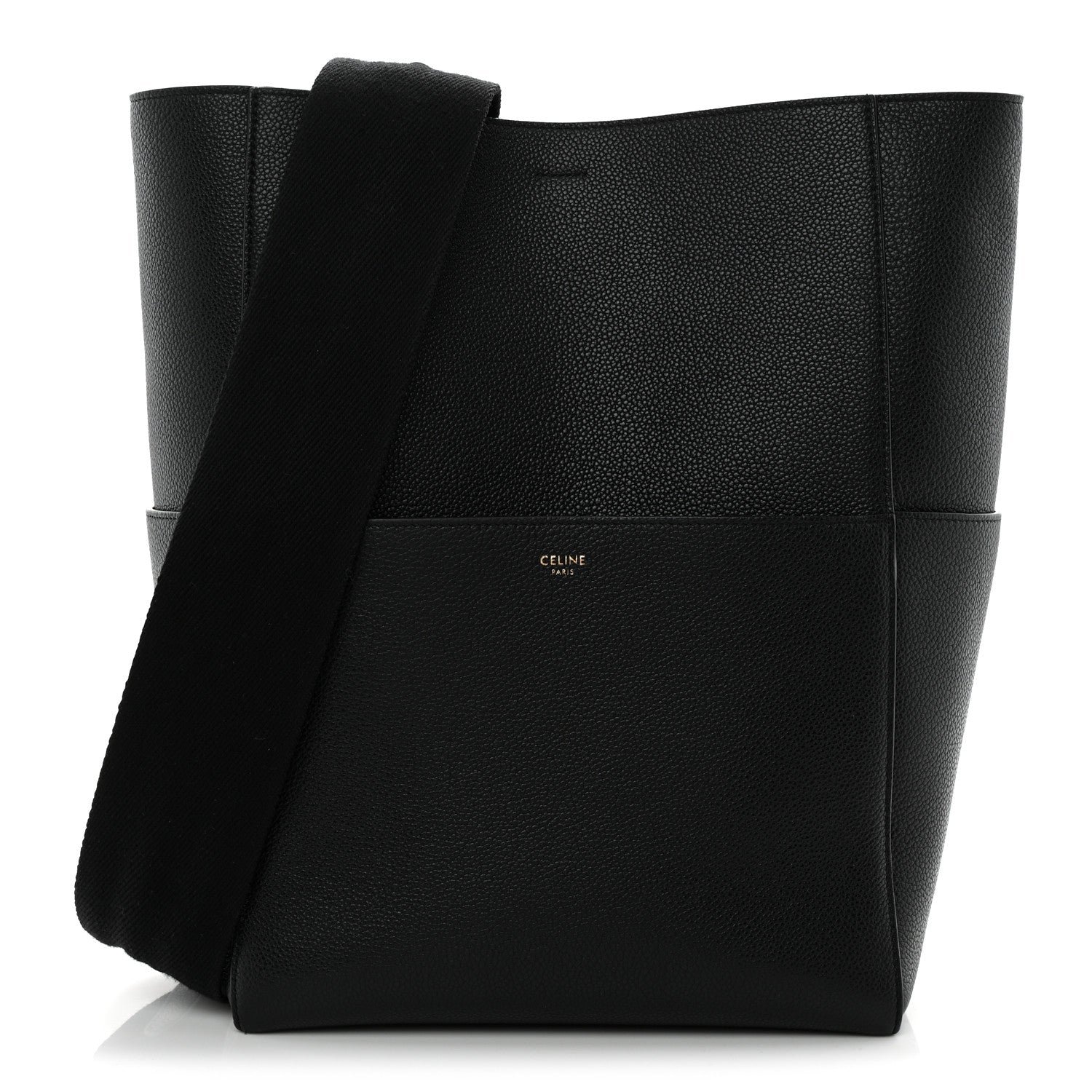Celine Soft Grained Calfskin Sangle Bucket Bag Black