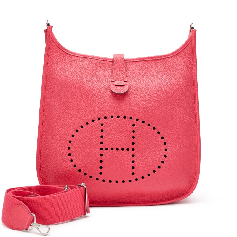 Hermes Rose Extreme Clemence Evelyne III 33 Palladium Hardware, 2018