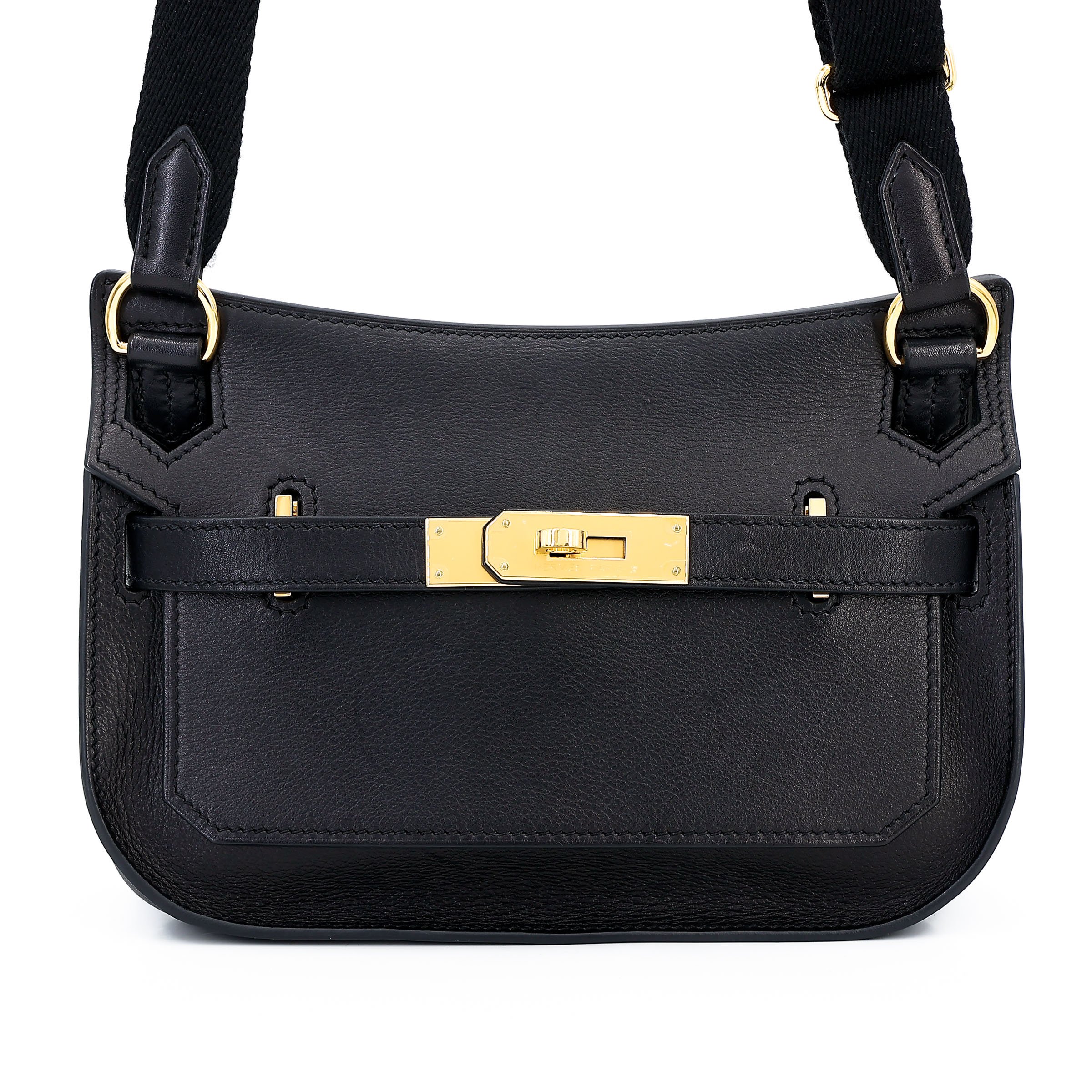 Hermes Very Good ( Rank A)  HERMÈS  Jypsiere Mini Black (89) Evergrain Gold hardware B (2023)