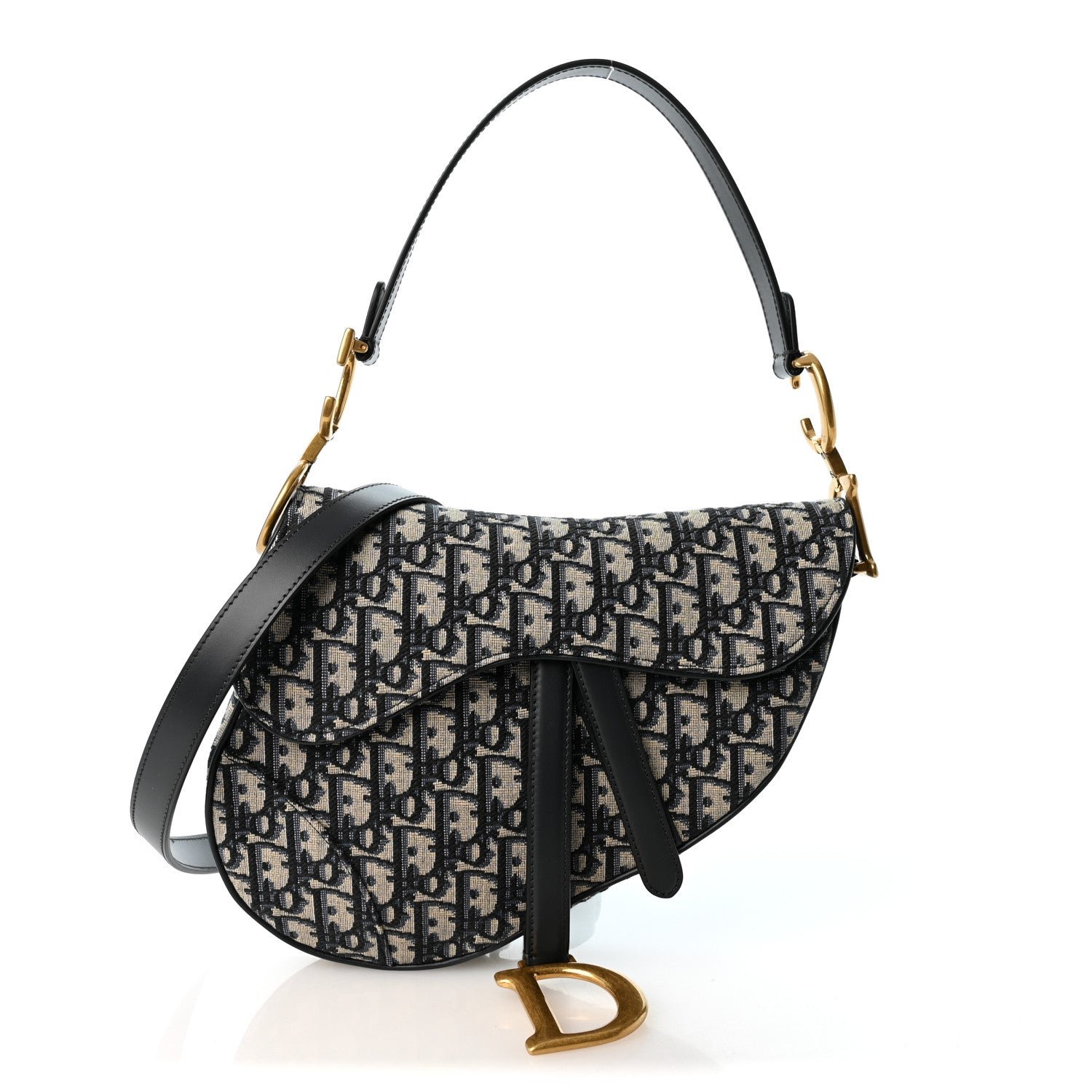 Christian Dior Oblique Saddle Bag With Strap Blue