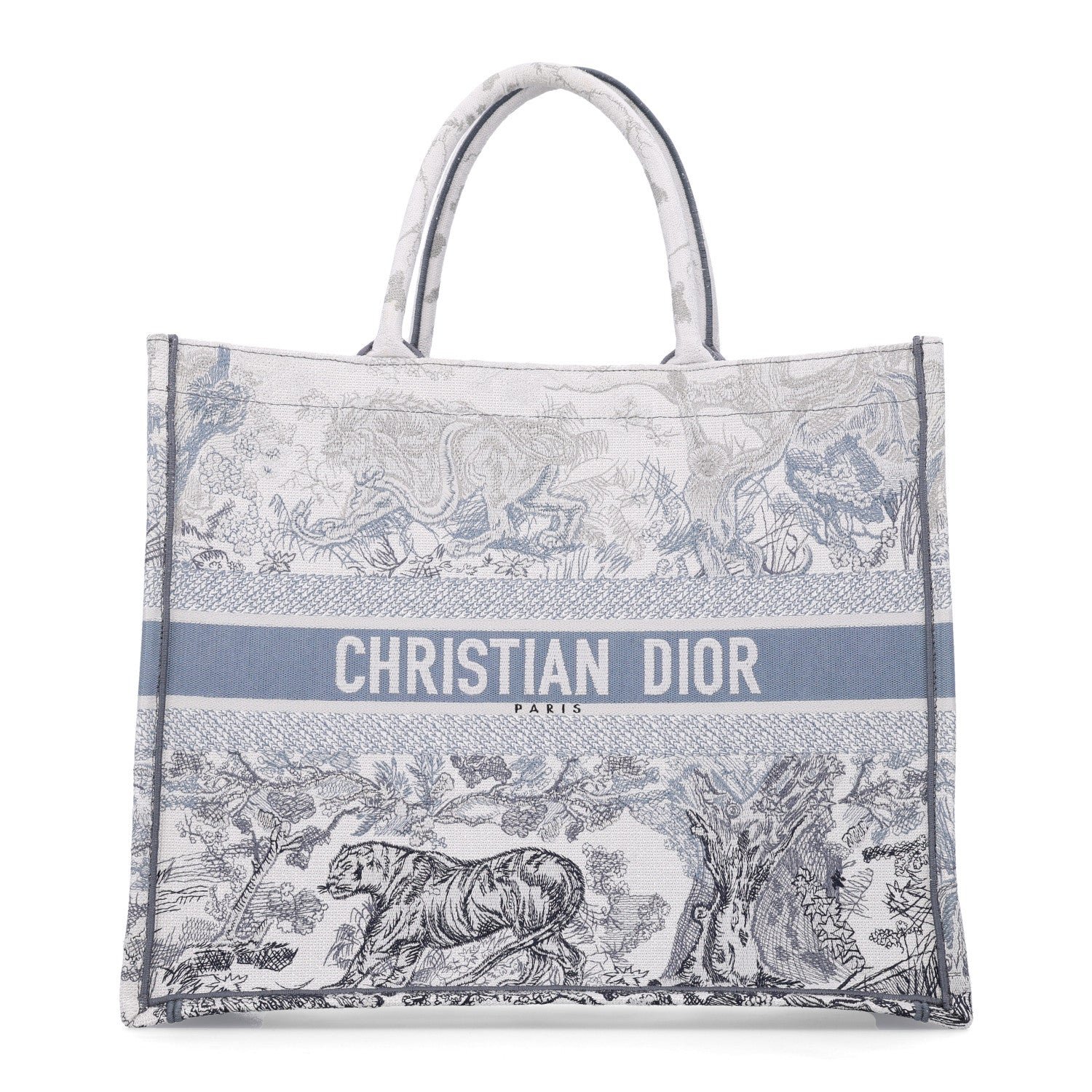Christian Dior Gradient Canvas Embroidered Large Dioriviera Toile De Jouy Book Tote Blue