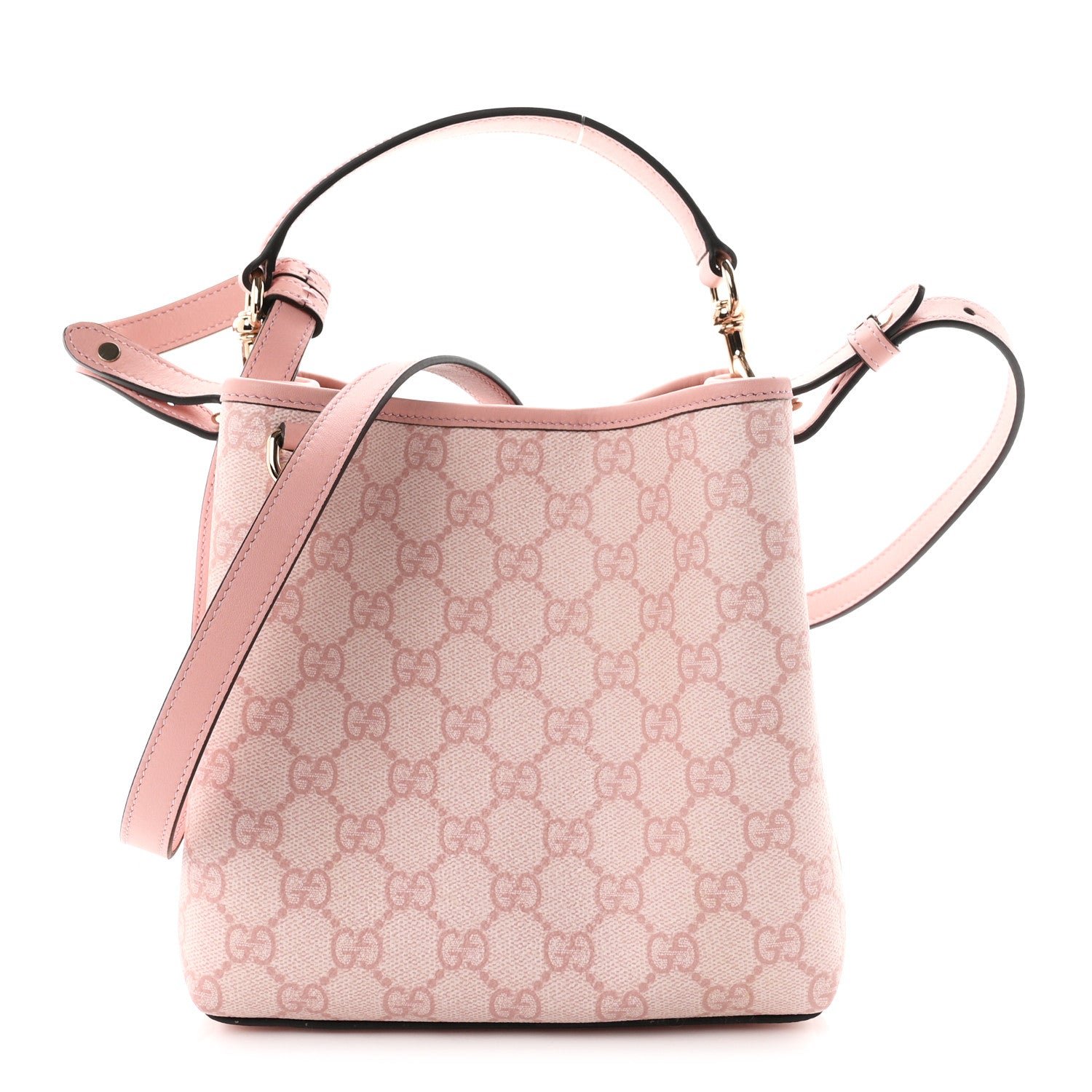 Gucci GG Supreme Monogram Emblem Mini Bucket Bag Pink