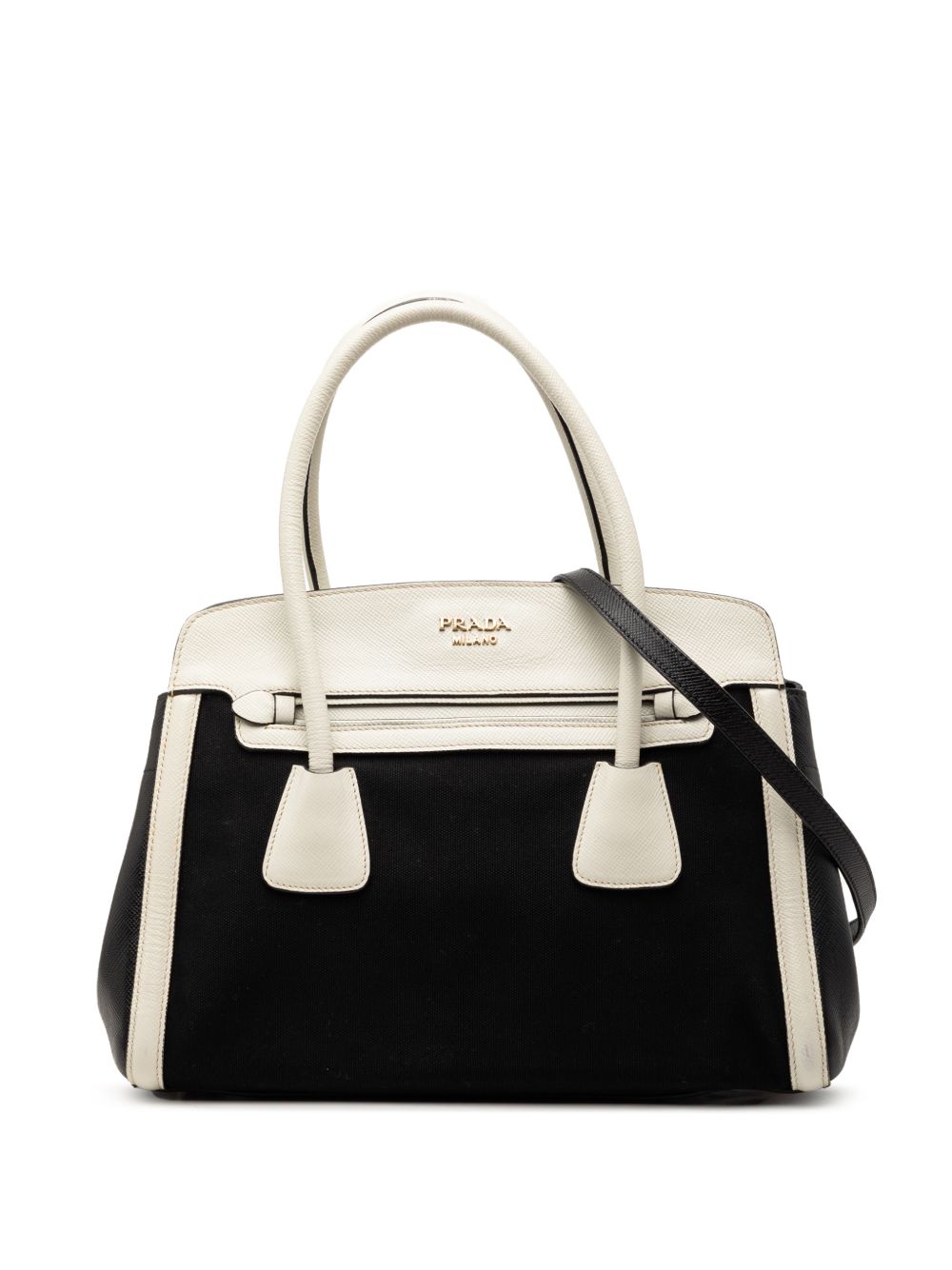 Prada 2010-2025 Bicolor Saffiano Cuir Trimmed Canvas satchel