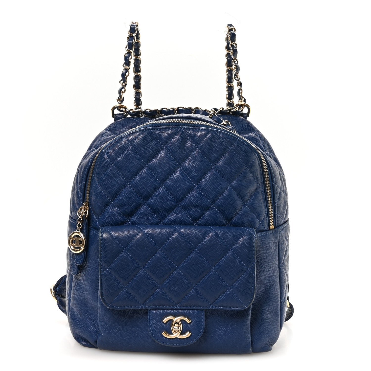Chanel Caviar Quilted Large CC Day Backpack Blue