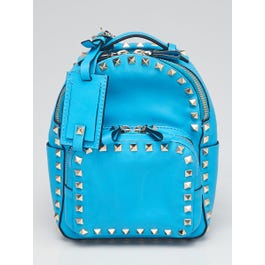Valentino Valentino Bright Blue Smooth Leather Rockstud Mini Backpack Bag