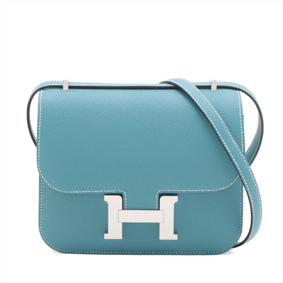 Hermès Constance 3 Mini 18 Miroir Veau Epsom New Blue Jean Silver Metal Fittings