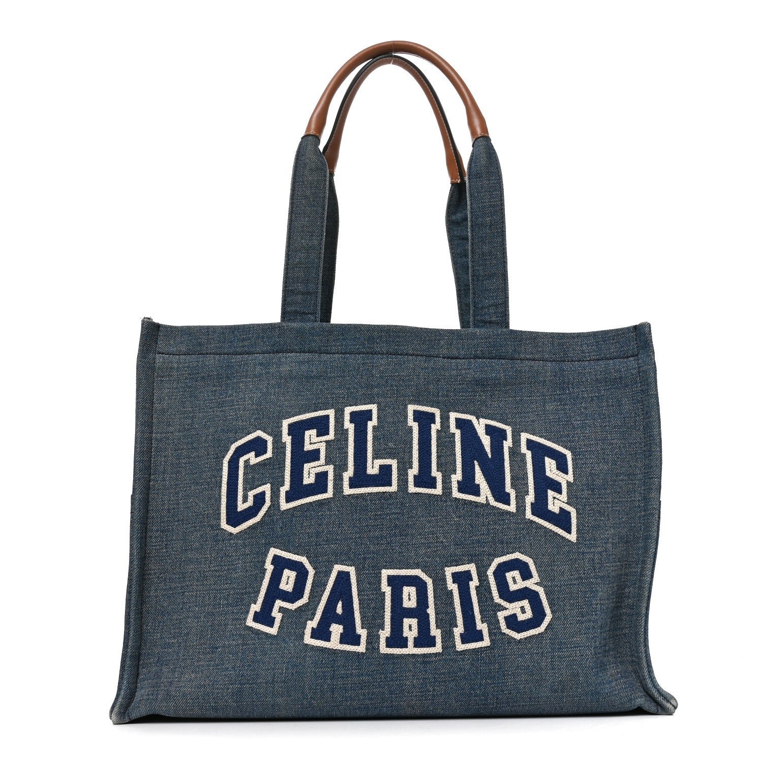 Celine Denim Large Thais Cabas Navy Tan