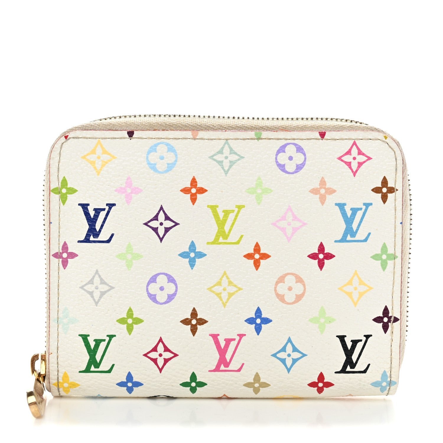 Louis Vuitton Monogram Multicolor Zippy Coin Purse Wallet White Litchi