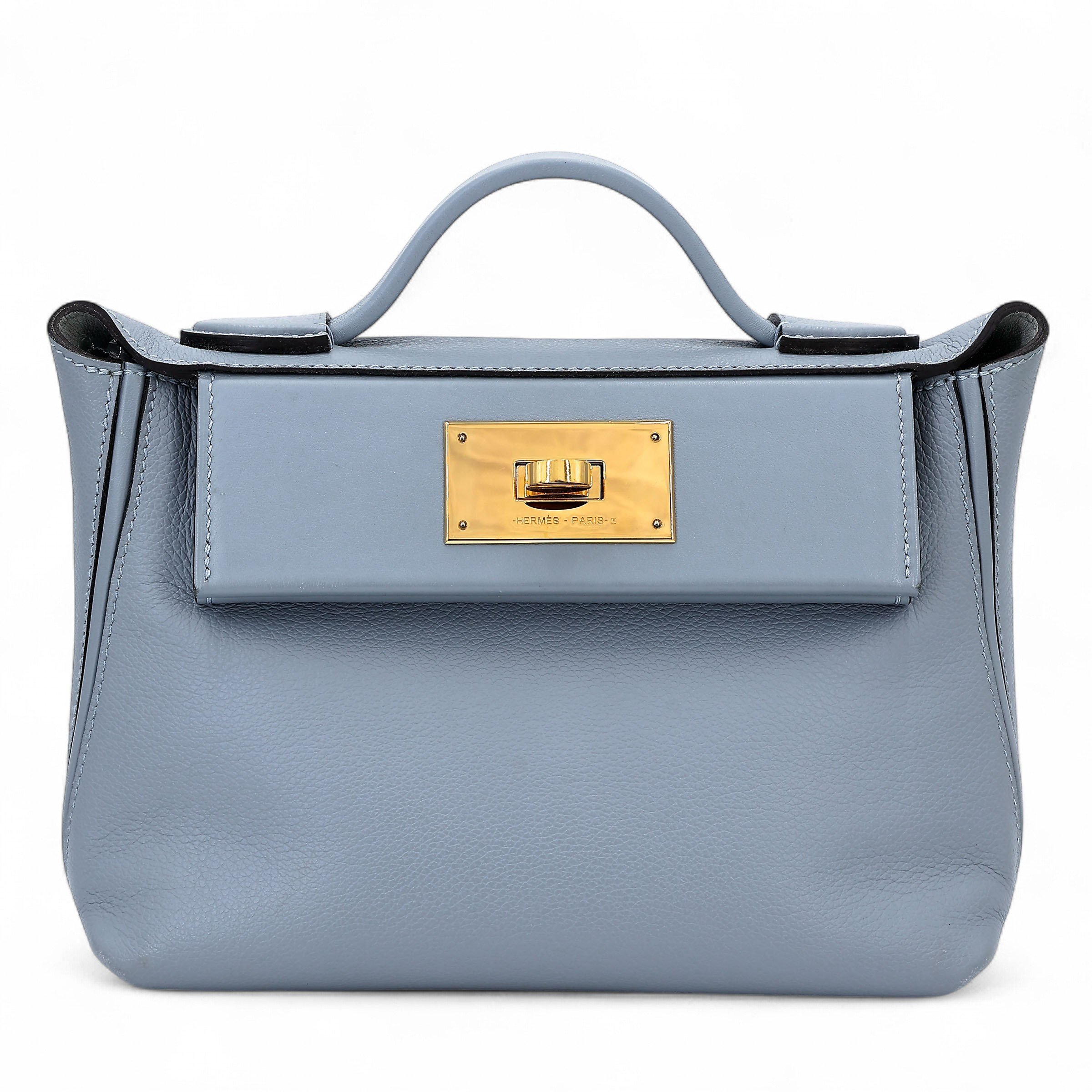Very Good ( Rank A) HERMÈS 24/24 - 21 mini Bleu Glacier (8U) Evercolor Gold hardware Z (2021)