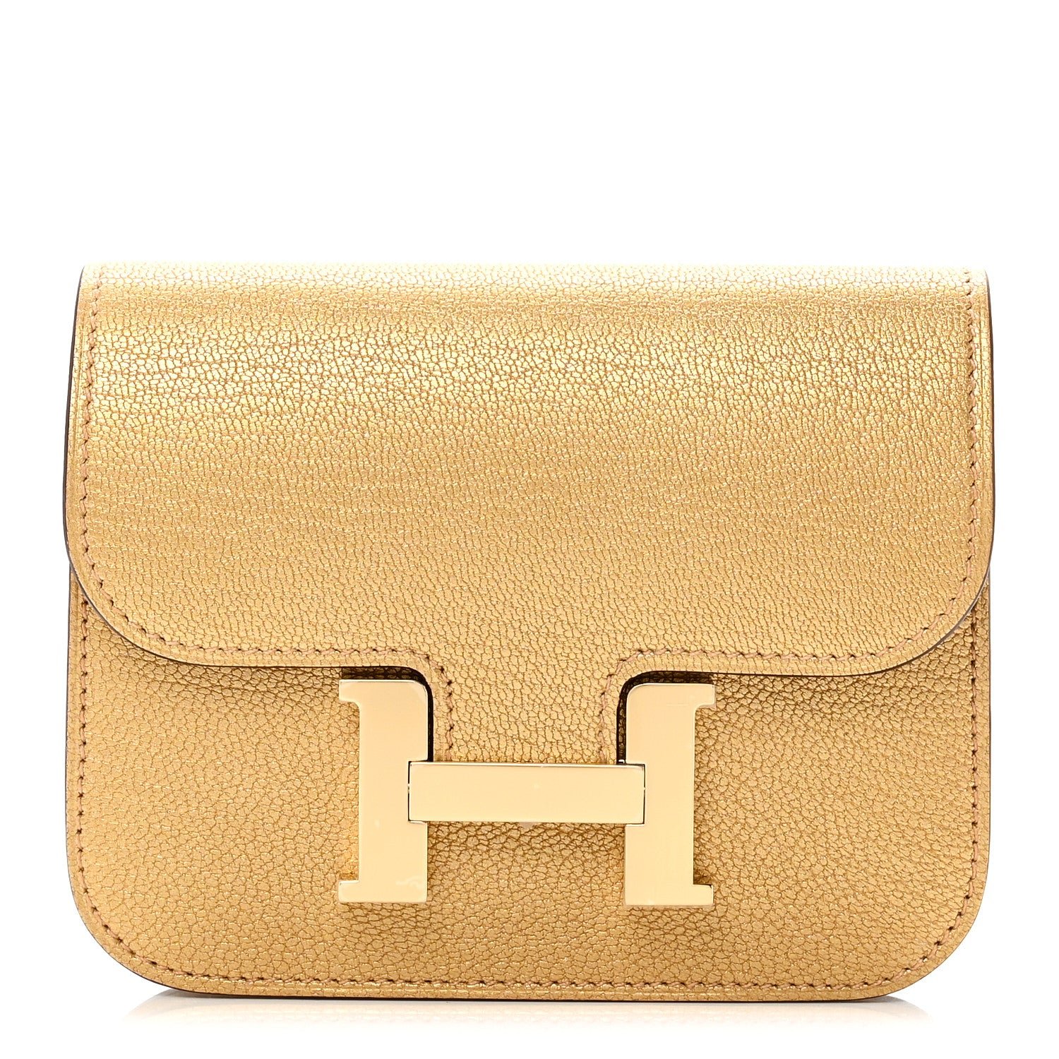 Hermes Hermes Metallic Chevre Chamkilight Constance Slim Wallet Dore