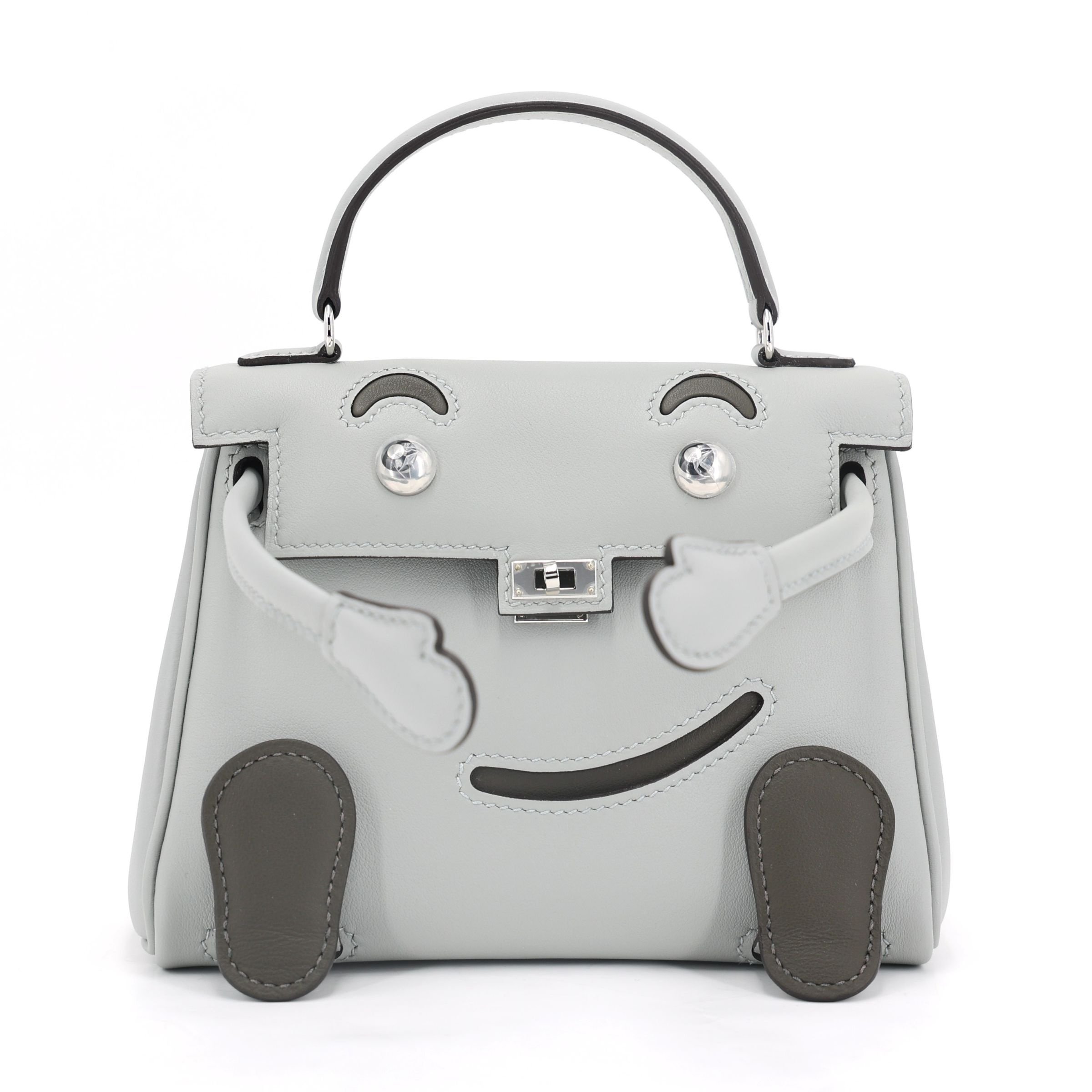 Hermes Brand New ( Rank N ) HERMÈS Limited Edition Kelly Doll Bleu Glacier (8U) Vert Maquis (G8) Swift Palladium hardware K (2025)