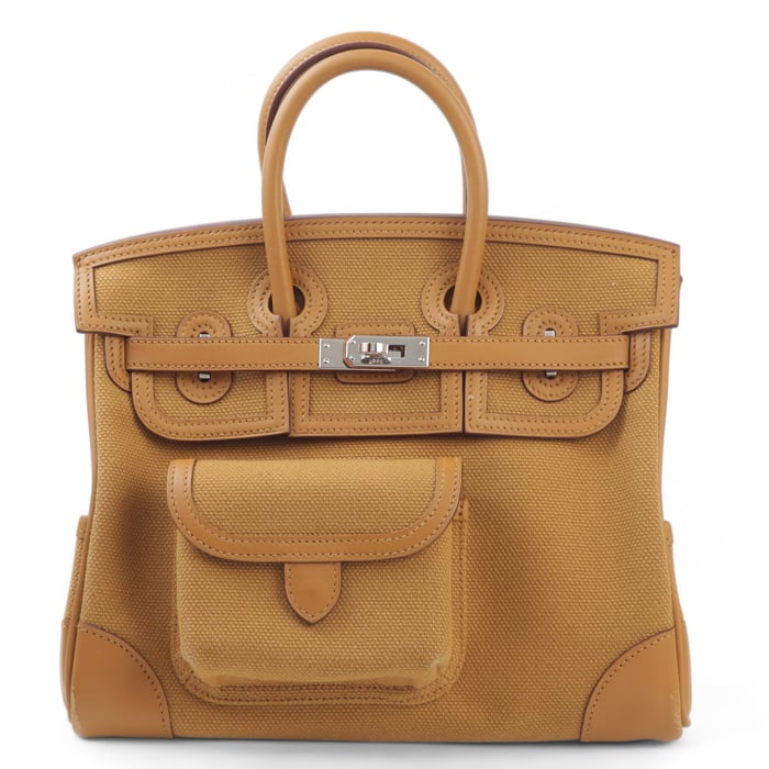 Hermes Very Good ( Rank A) HERMÈS Birkin Cargo 25 Sesame (2S) Canvas Swift  Palladium hardware Z (2021)