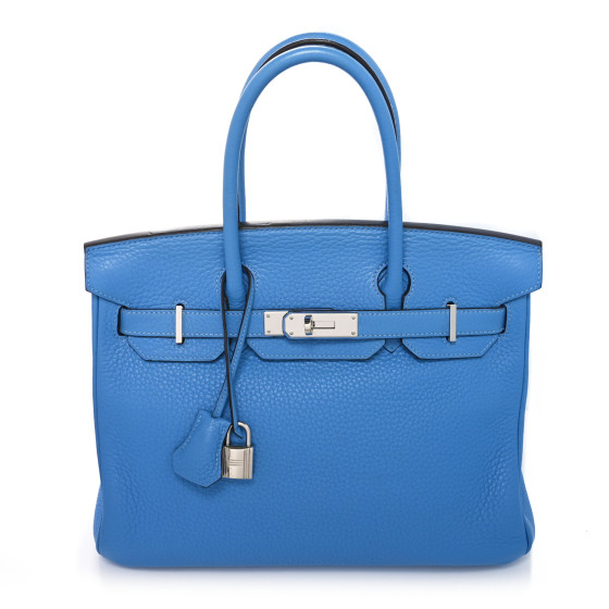 Hermes Taurillon Clemence Birkin 30 Bleu Paradis