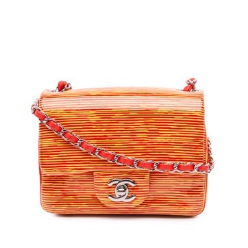 Chanel Mini Square Classic Patent Striped Single Flap