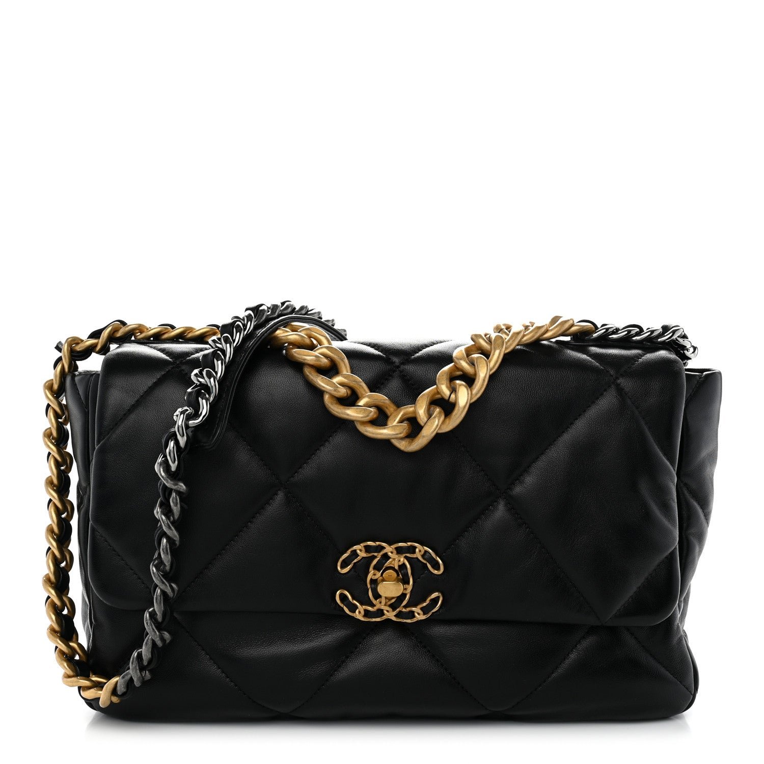 Chanel Lambskin Quilted Large Chanel 19 Flap Black