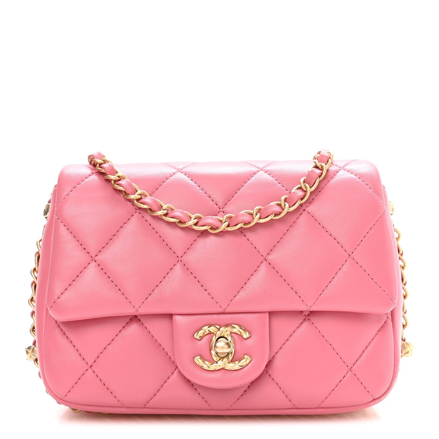 Chanel Lambskin Quilted CC Small Dynasty Flap Pink