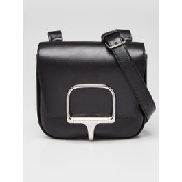 Hermes Hermes Black Tadelakt Leather Palladium Plated Mini Della Cavalleria Bag