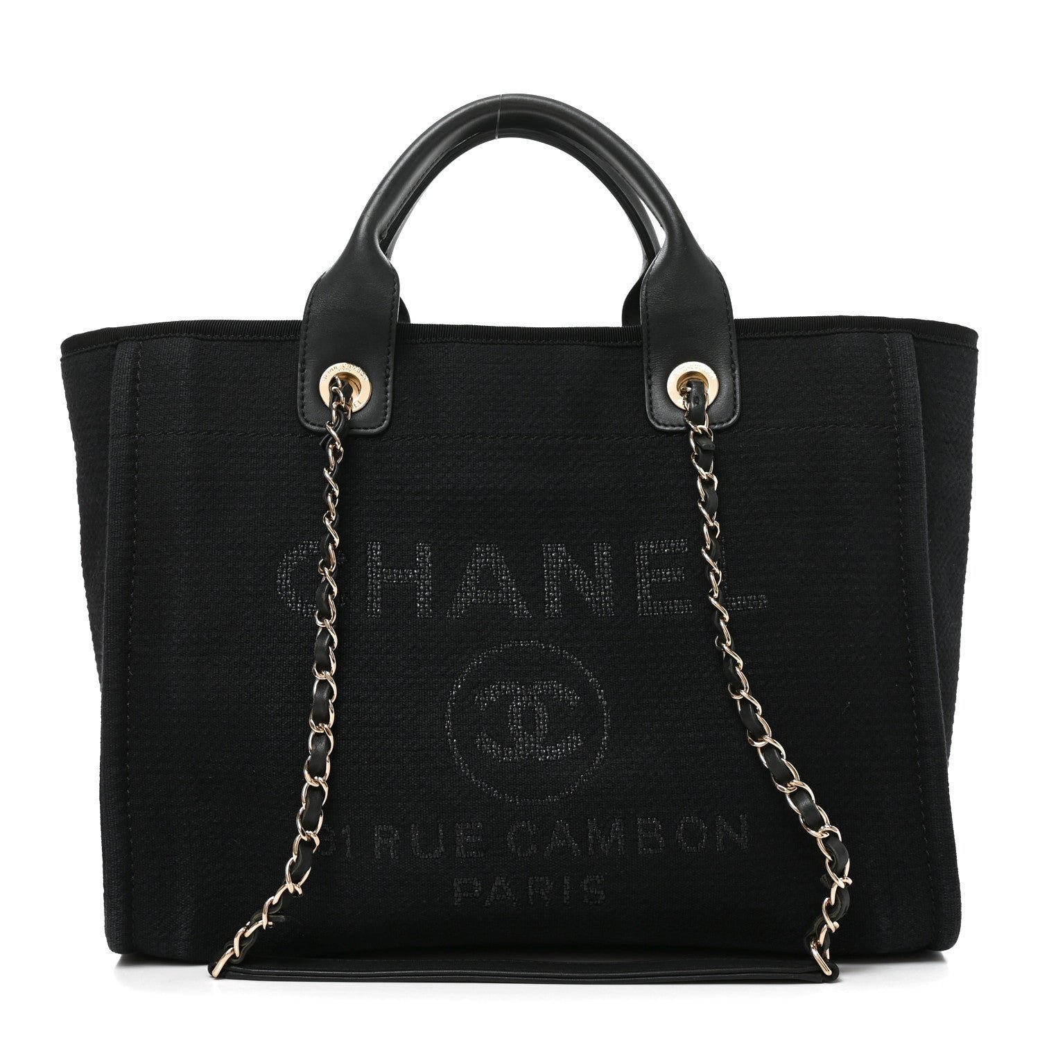 Chanel Mixed Fibers Small Deauville Tote Black