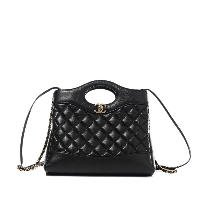 Chanel Black Quilted Calfskin Chanel 31 Shopping Bag Pale Gold Hardware