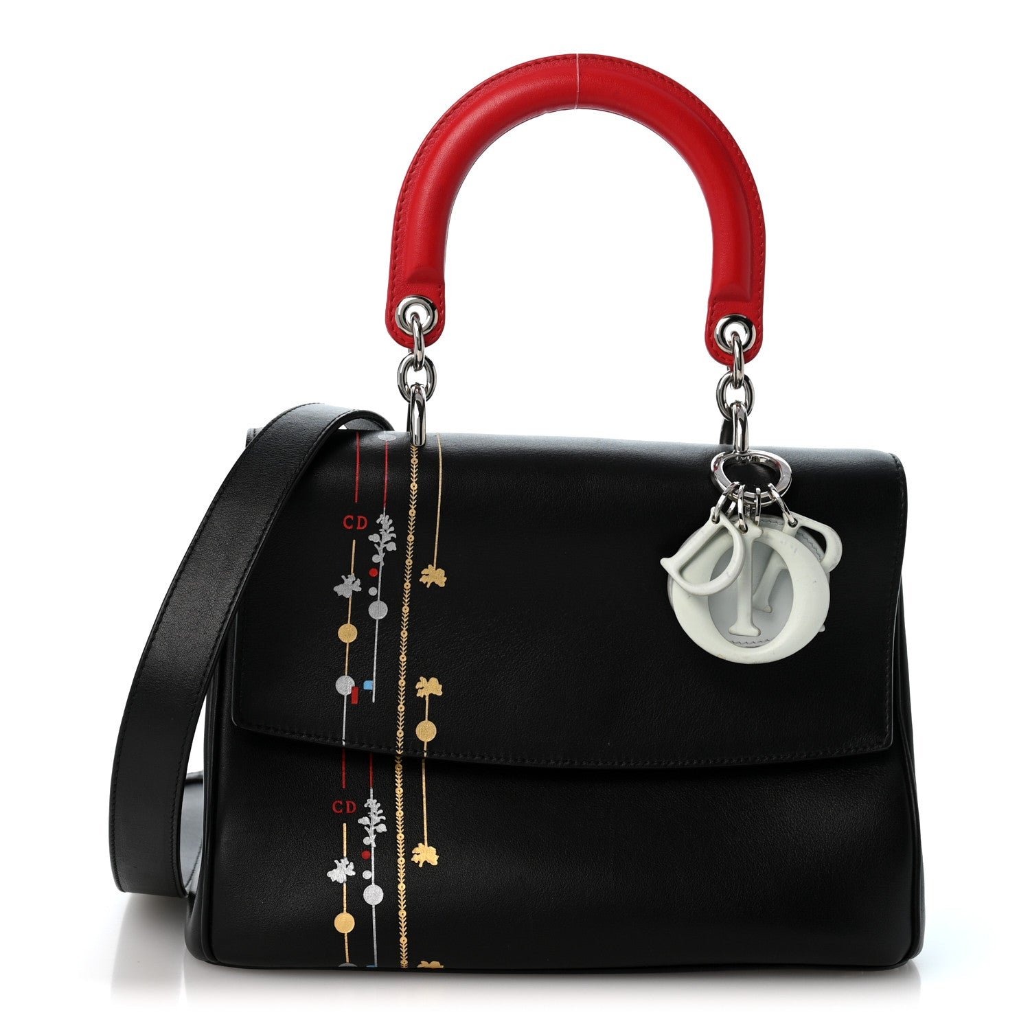 Christian Dior Smooth Calfskin Small Tri-Color Be Dior Flap Black Red Light Blue