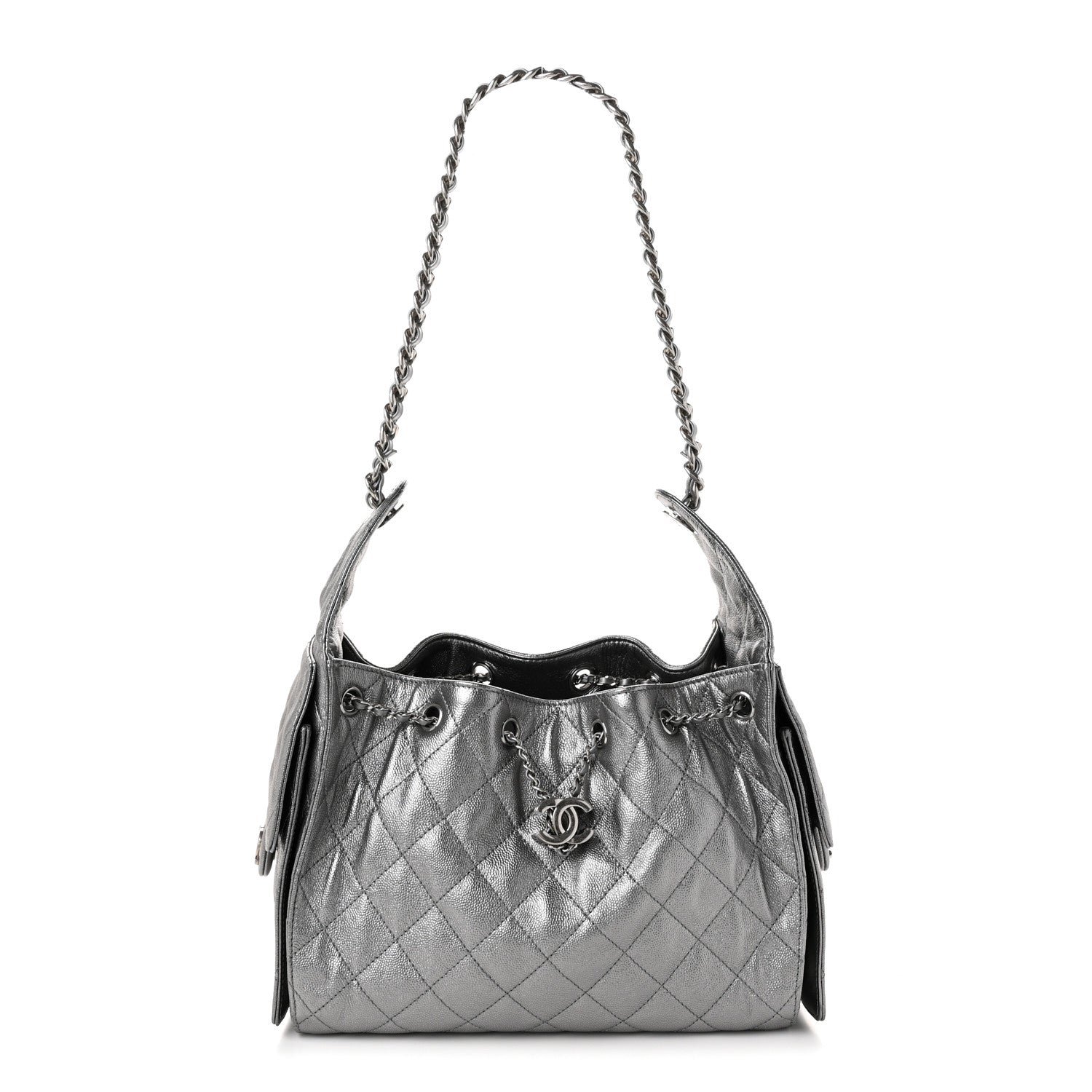 Chanel Metallic Caviar Quilted Small Chanel 25 Handbag Anthracite