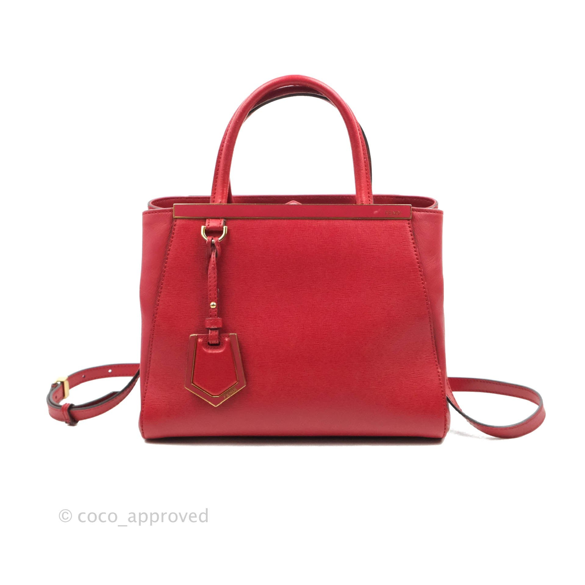 Fendi 2 Jours Red Bag Gold Hardware