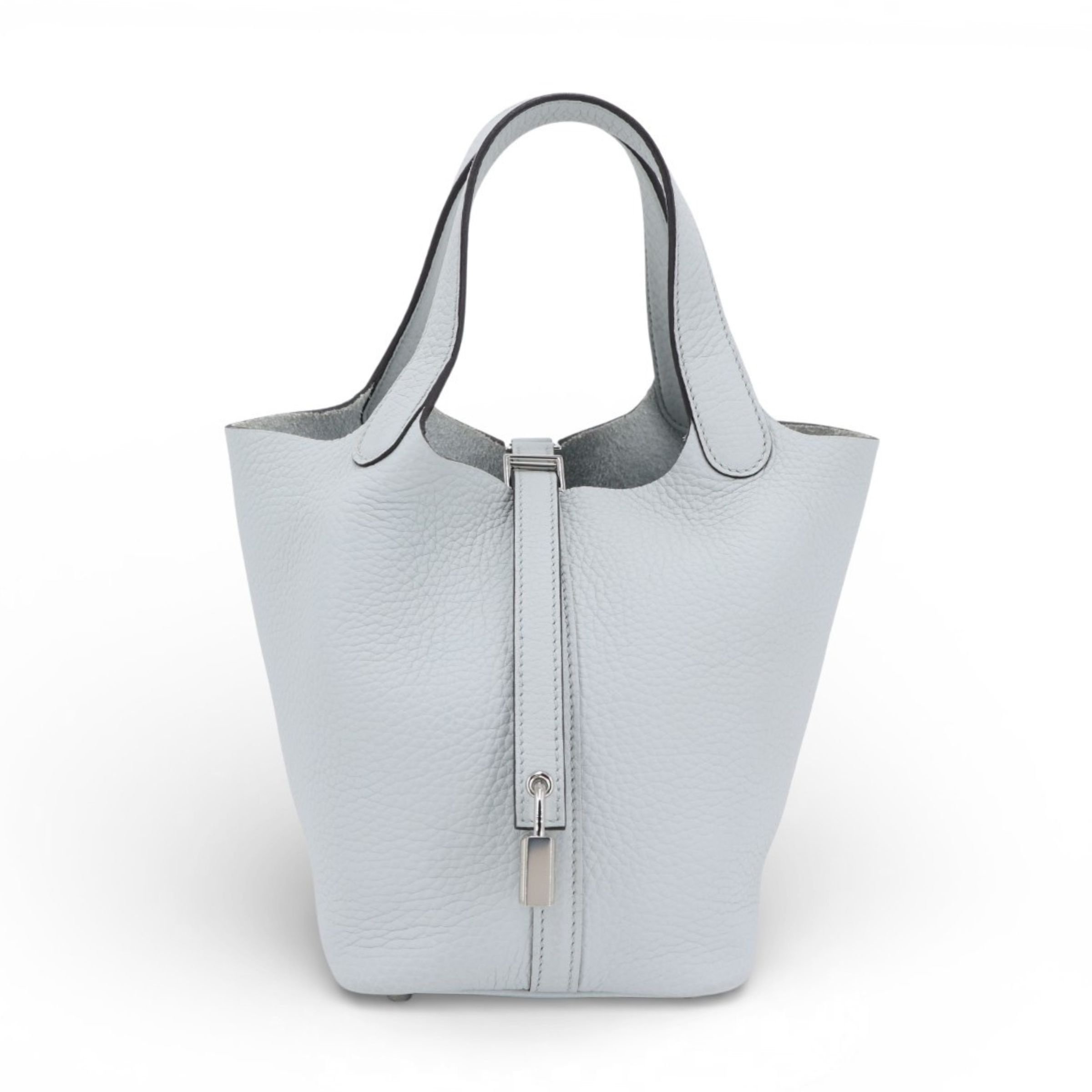 Excellent ( Rank SA ) HERMÈS Picotin Lock PM Bleu Pale (08) Clemence Palladium hardware W (2024)