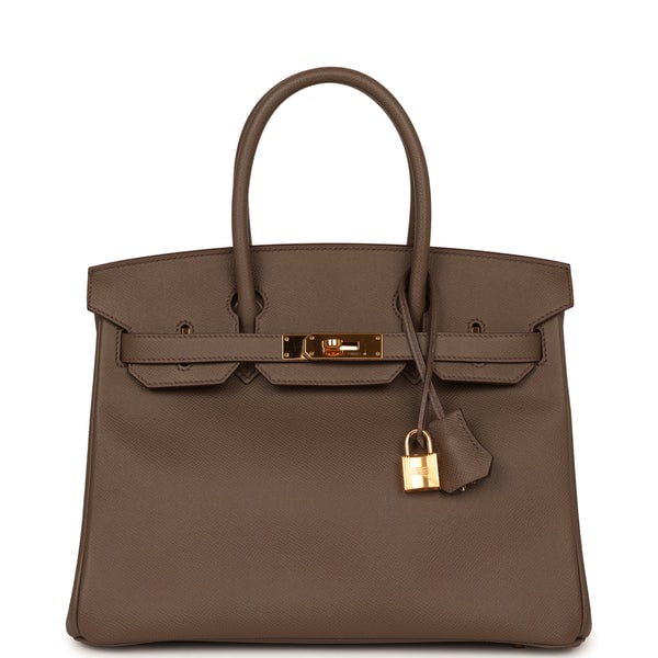 Pre-owned Hermes Birkin 30 Etain Epsom Gold Hardware
