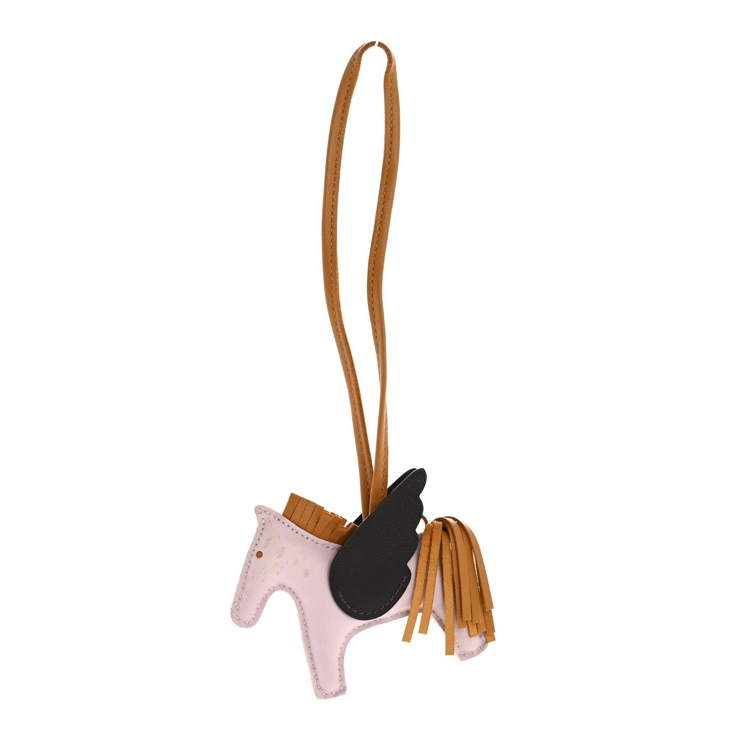 Hermes Milo Lambskin Grigri Rodeo Pegase Horse Bag Charm PM Mauve Pale Sesame Ebene