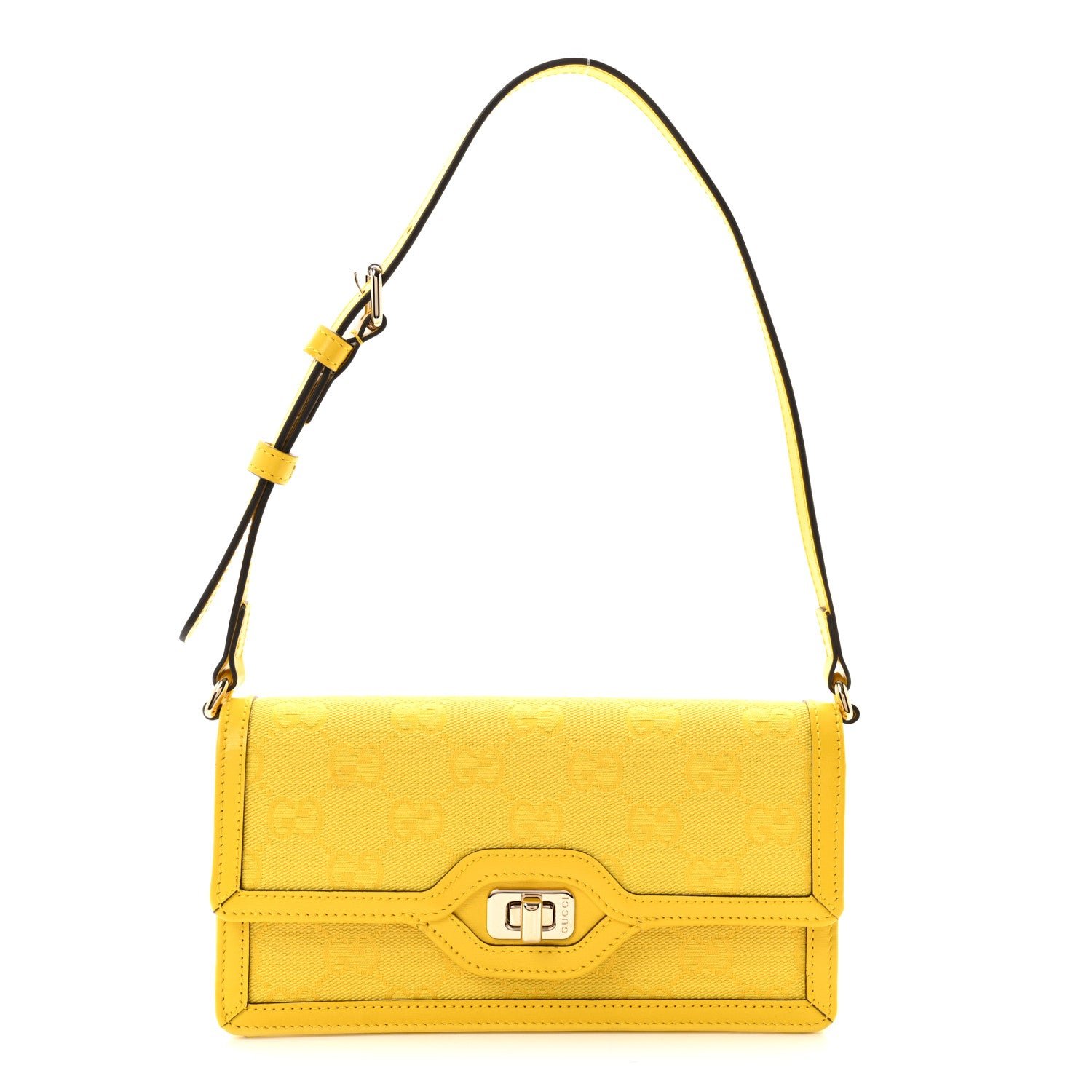 Gucci GG Monogram Scratch Lux Calfskin Mini Luce Shoulder Bag Yellow