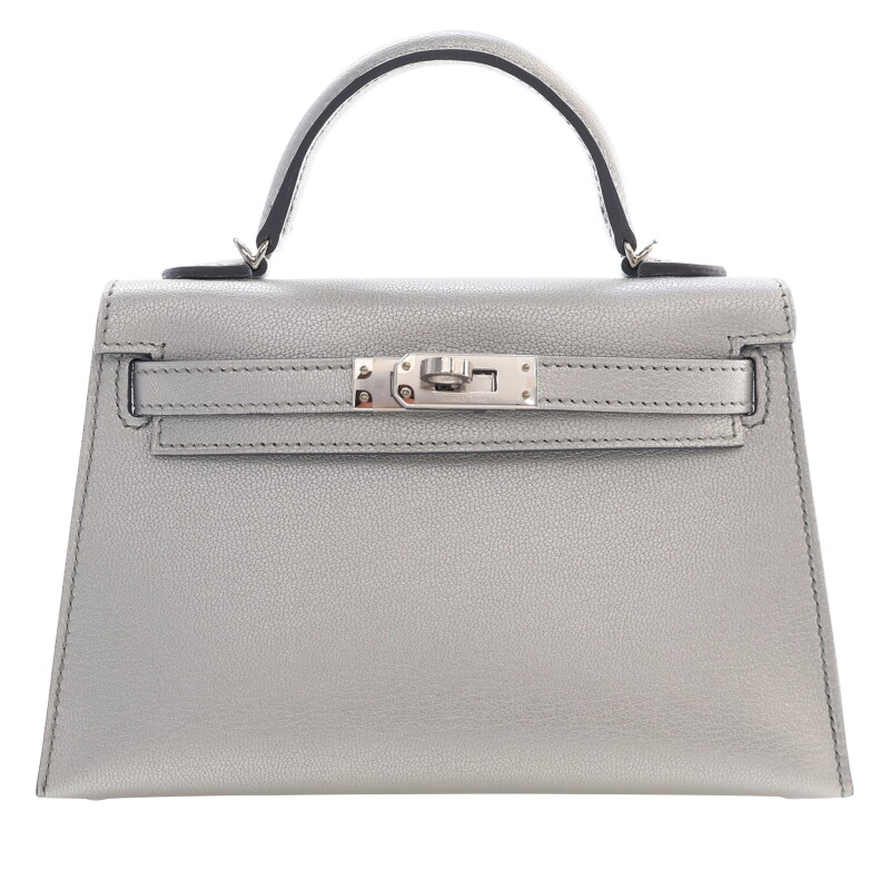 Limited Edition Argent Chèvre Chamkilight Metallic Mini Kelly II 20 Palladium Hardware, 2025