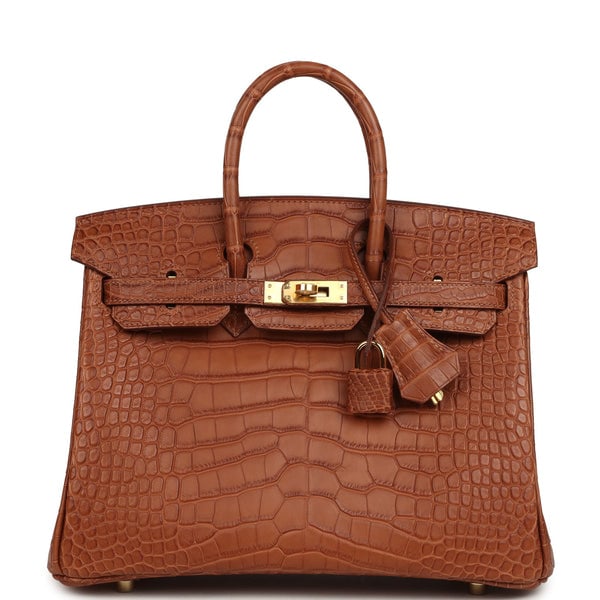 Hermes Hermes Birkin 25 Gold Matte Alligator Gold Hardware