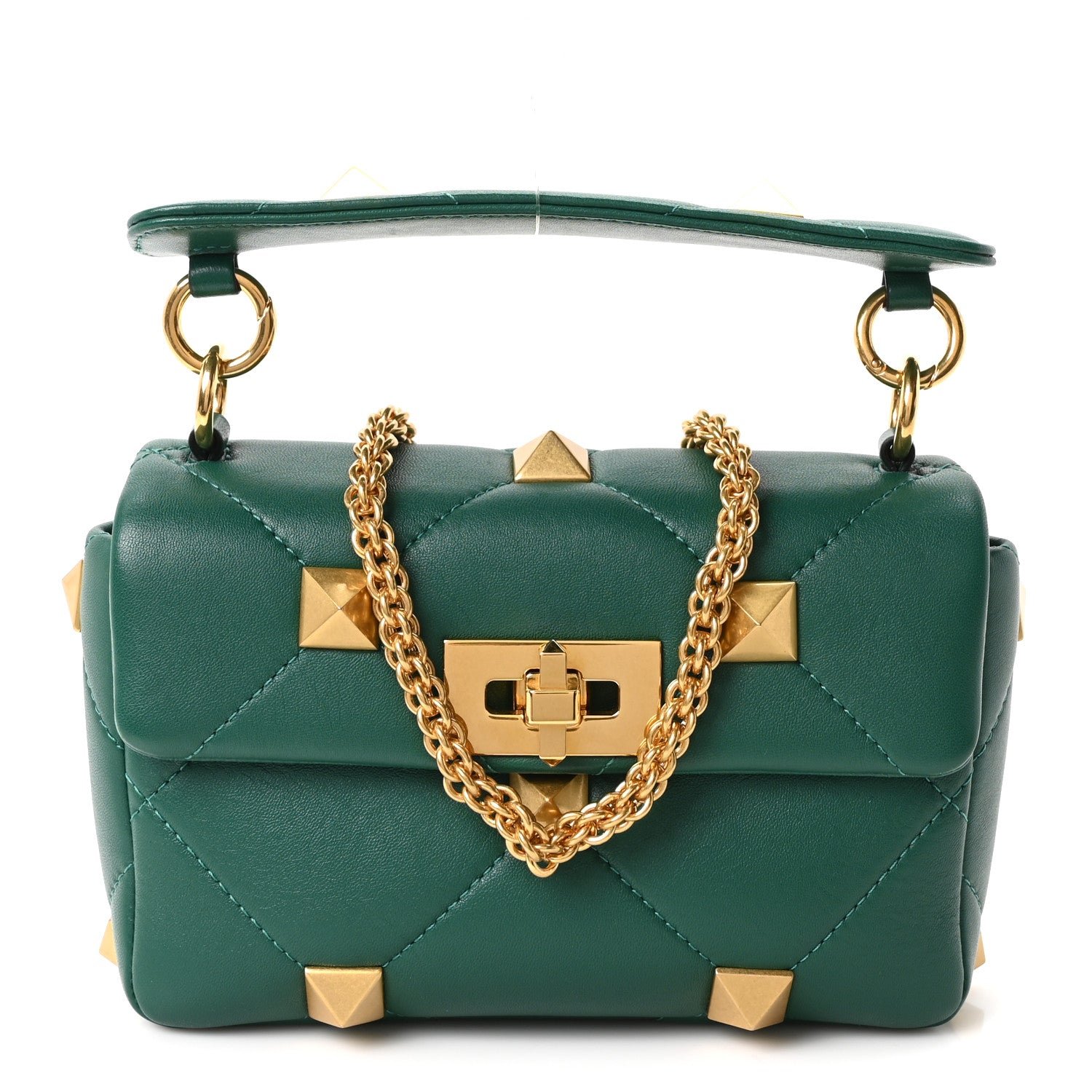 Valentino Garavani Nappa Small Roman Stud Shoulder Bag Jungle