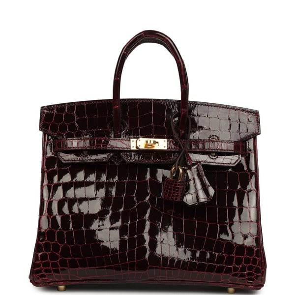 Hermes Hermes Birkin 25 Bordeaux Shiny Niloticus Crocodile Gold Hardware