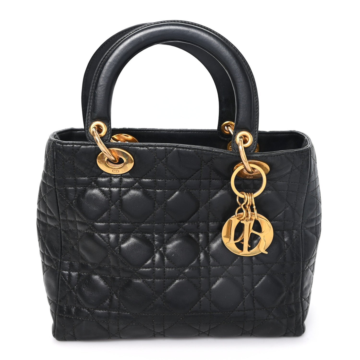 Christian Dior Lambskin Cannage Medium Lady Dior Black