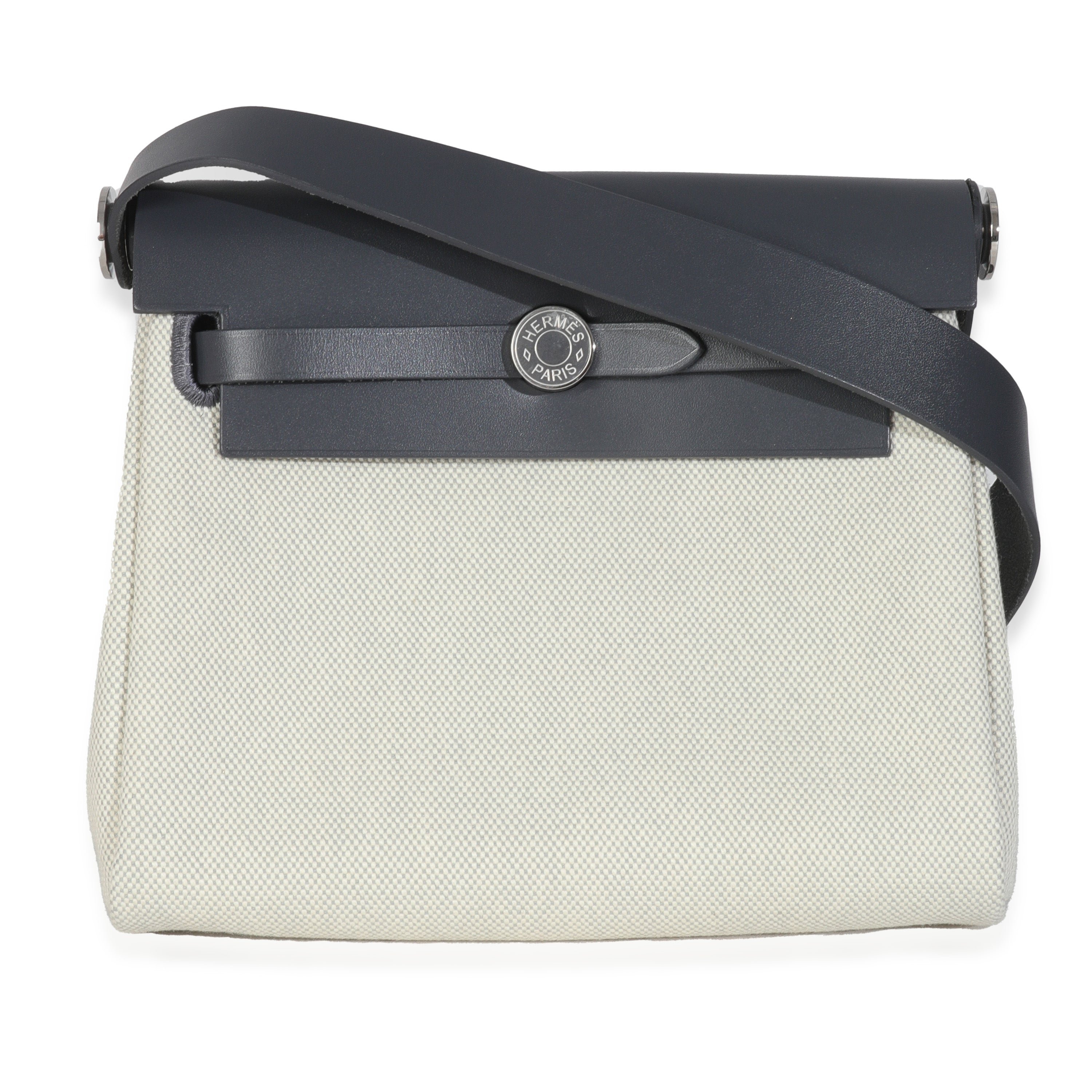 Hermes Ecru Ardoise Military Toile Vache Hunter Herbag Zip Retourne 20 PHW