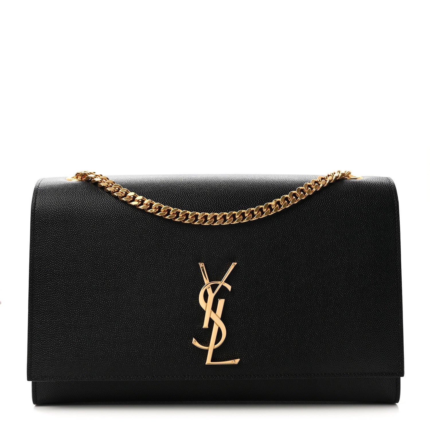 Saint Laurent Grain De Poudre Large Classic Monogram Kate Satchel Black
