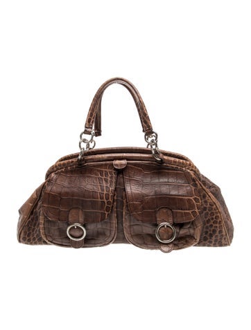 Embossed Leather Top Handle Bag