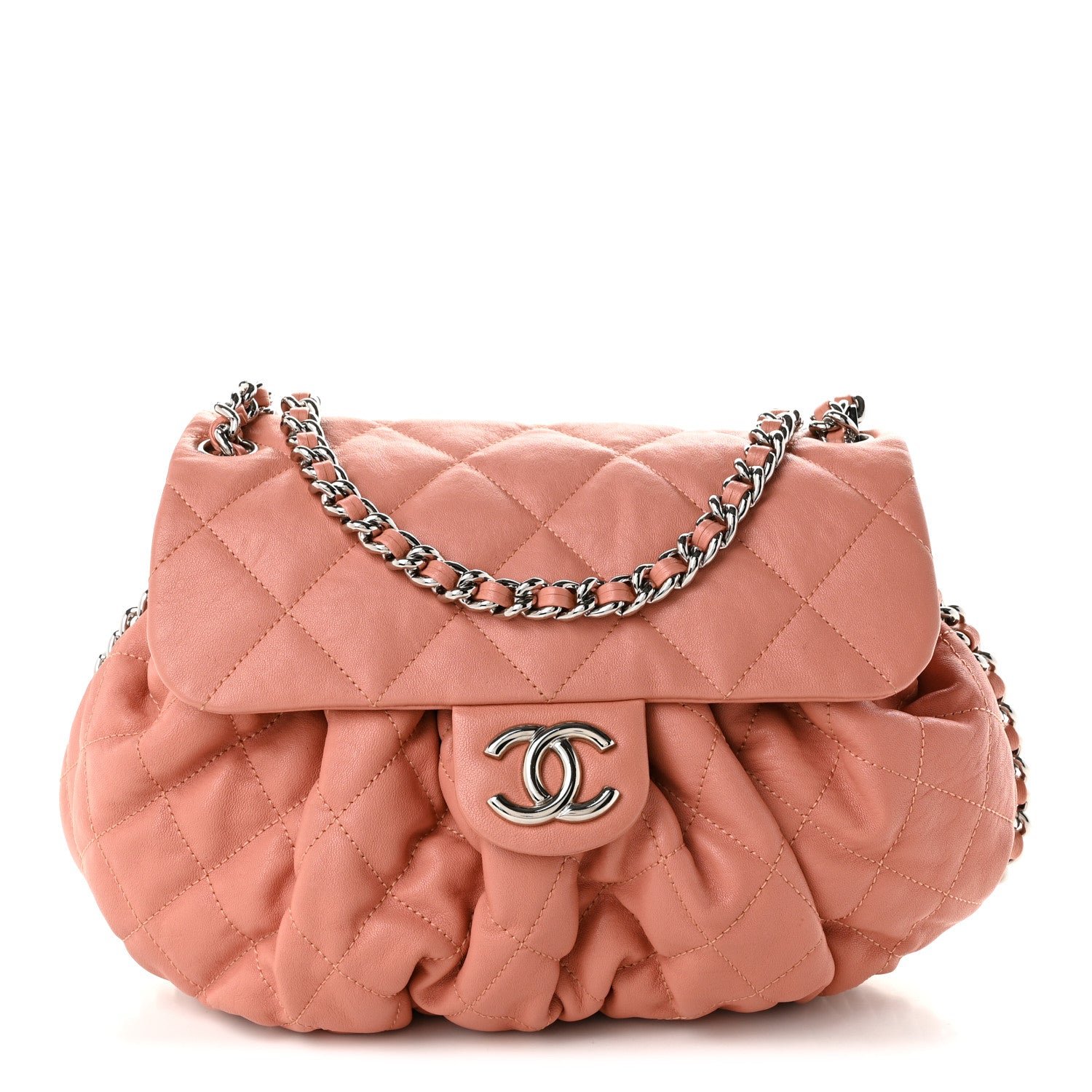Chanel Washed Lambskin Quilted Medium Chain Around Messenger Pink