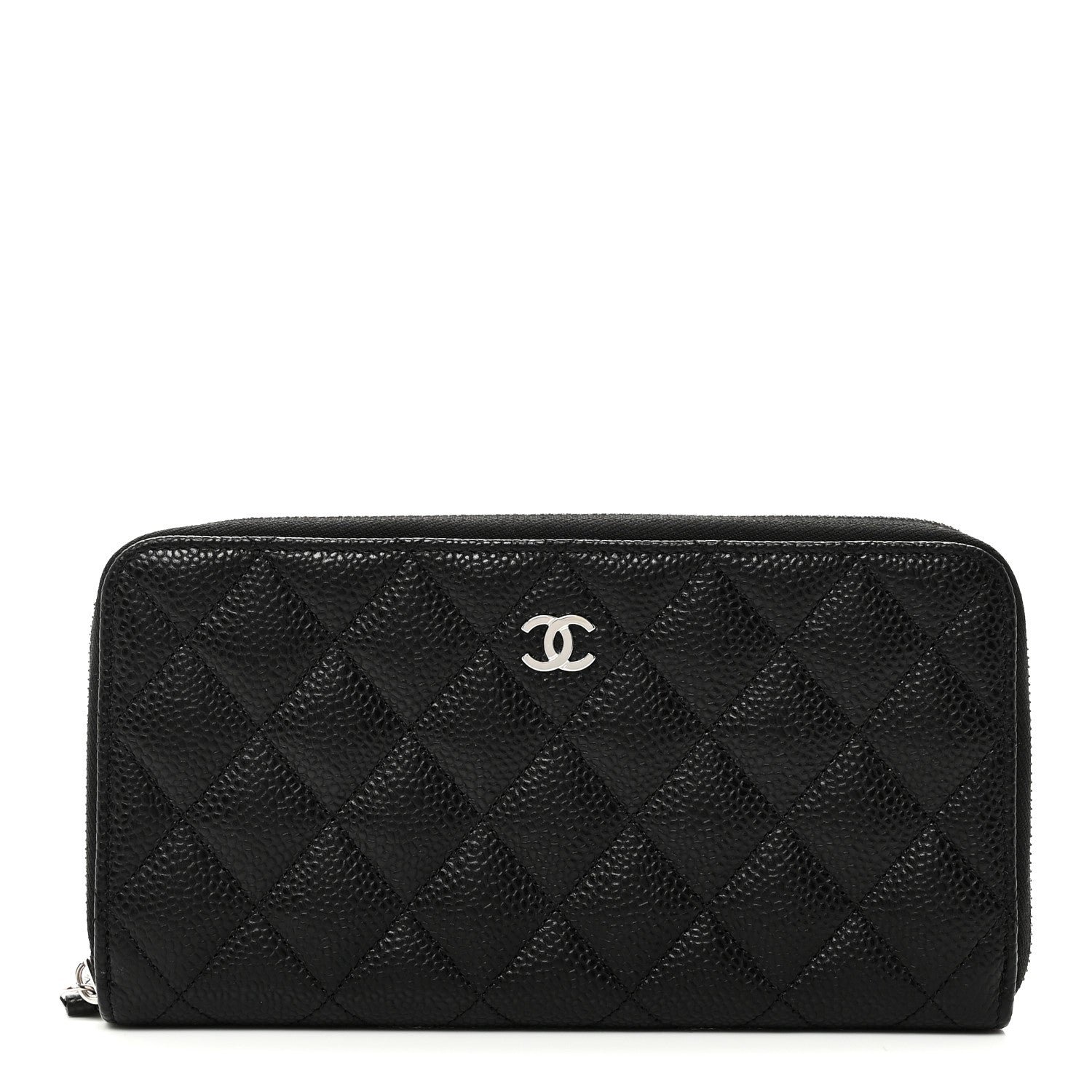 Chanel Caviar Quilted Large Gusset Zip Around Wallet Black