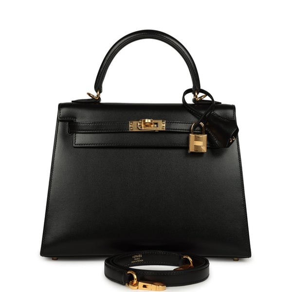 Hermes Hermes Kelly Sellier 25 Black Box Gold Hardware
