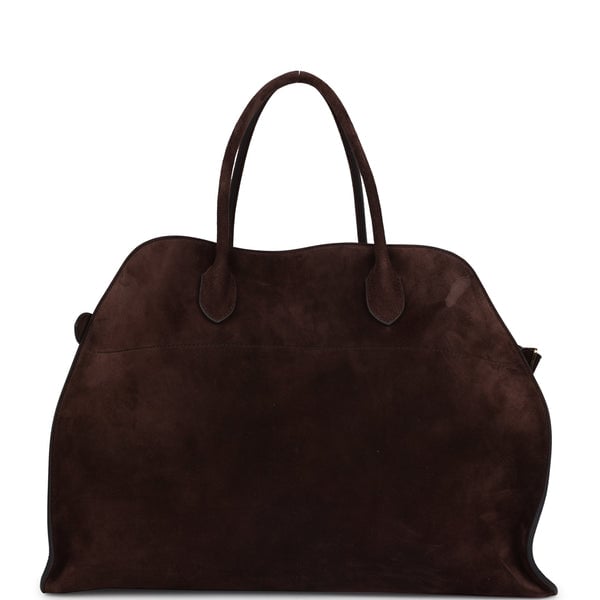 The Row The Row Soft Margaux 17 Bag Mocha Suede Gold Hardware