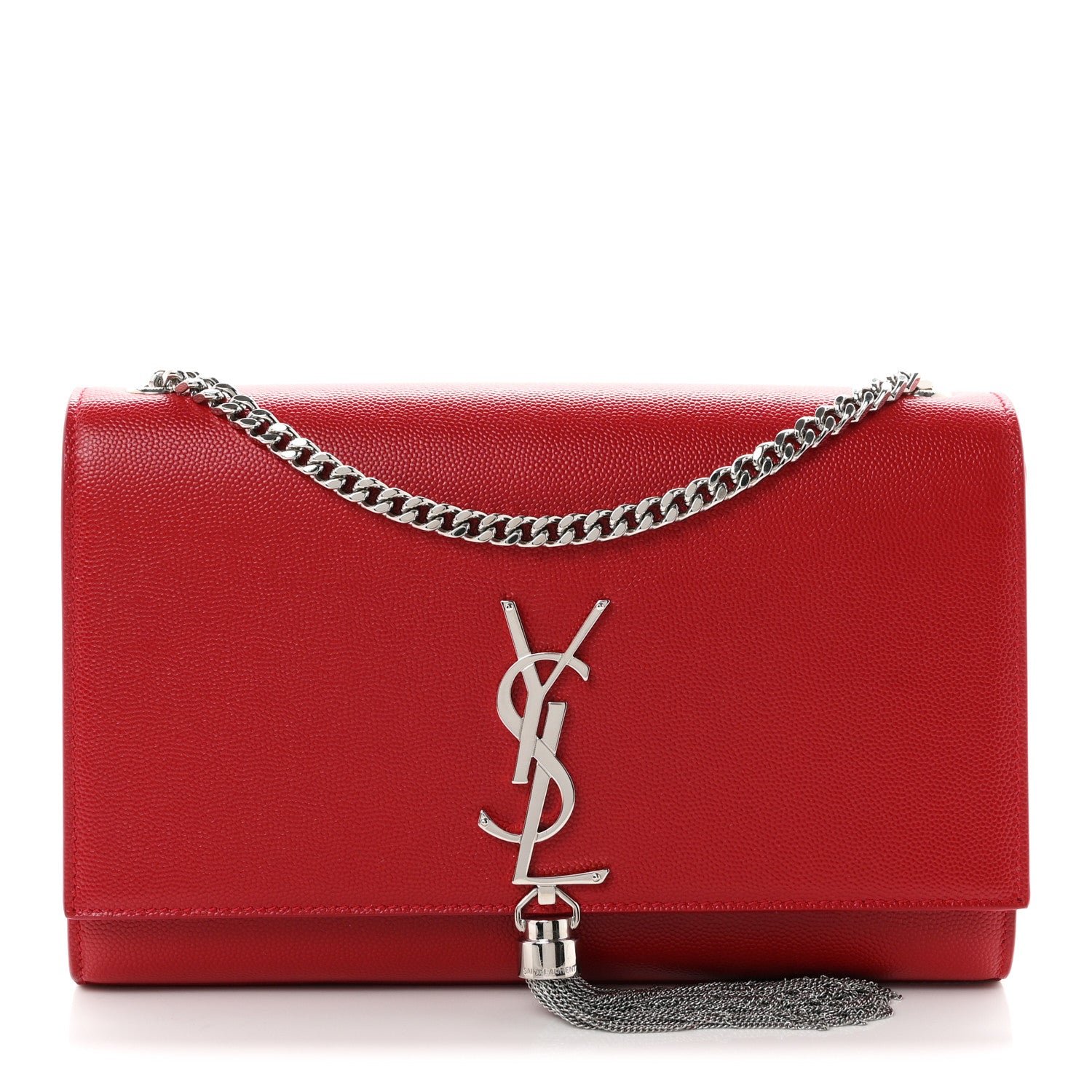 Saint Laurent Grain De Poudre Medium Classic Monogram Kate Tassel Satchel Rouge Eros
