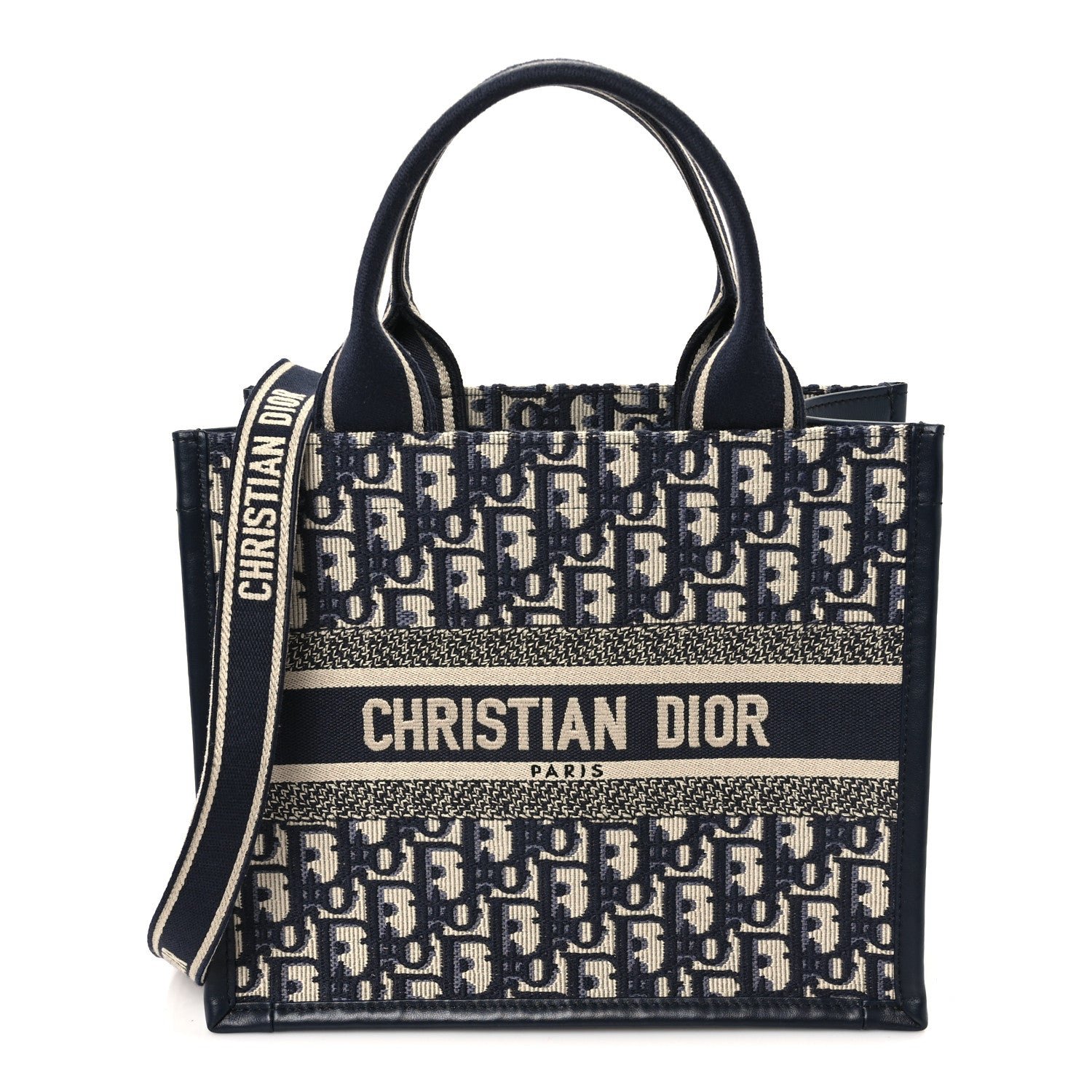 Dior Christian Dior Oblique Calfskin Small Book Tote With Strap Blue Multicolor